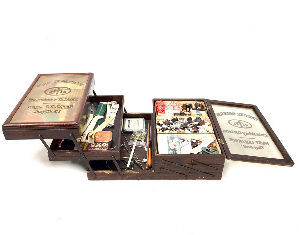 Antique Haberdashery Shop Display Cartier Bresson Cotton Cantilever Sewing Box