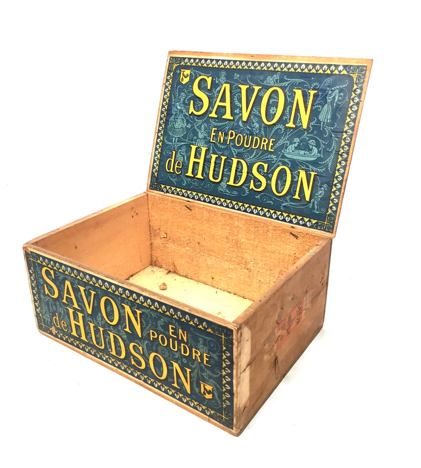 Antique Advertising - Hudson Soap Wooden Pine Shop Counter Display Box Crate