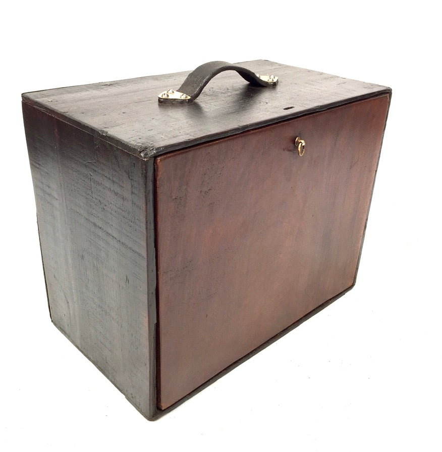 Antique Wooden Engineers Toolbox / Tool Box / Collectors Cabinet Storage Box