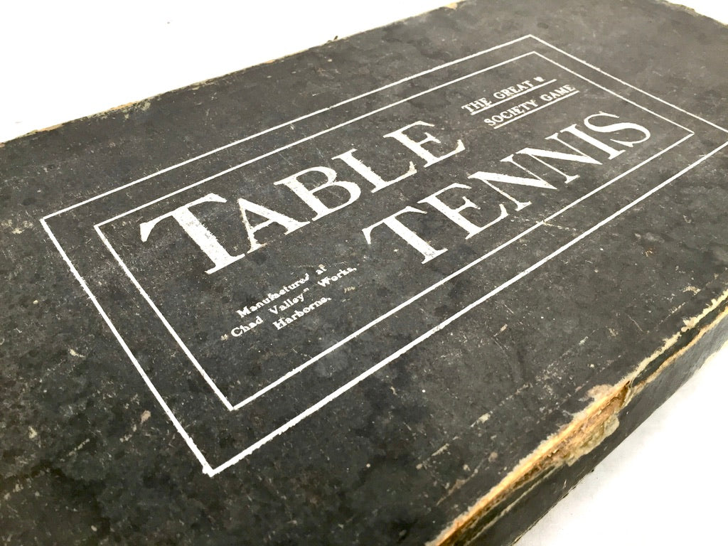 Antique 20th Century Tabletop Vellum Table Tennis Bats Parlour Game Original Box