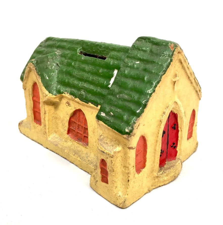 Vintage Papier Mache Collection Box For Home Church Fund Money Box / Antique