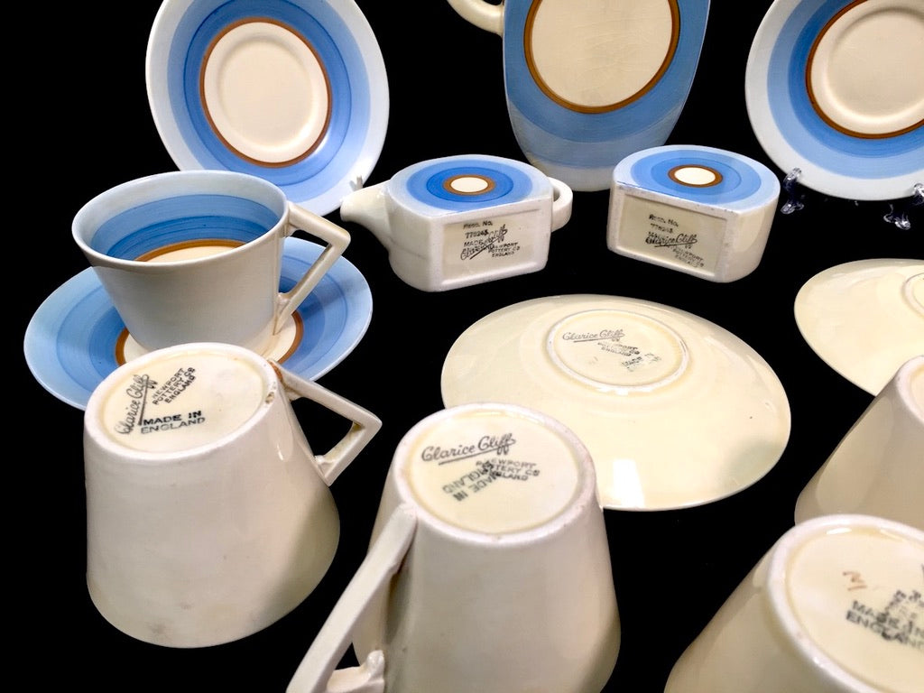 Clarice Cliff - Bonjour Shape Coffee / Tea Set / Art Deco Pottery / Antique