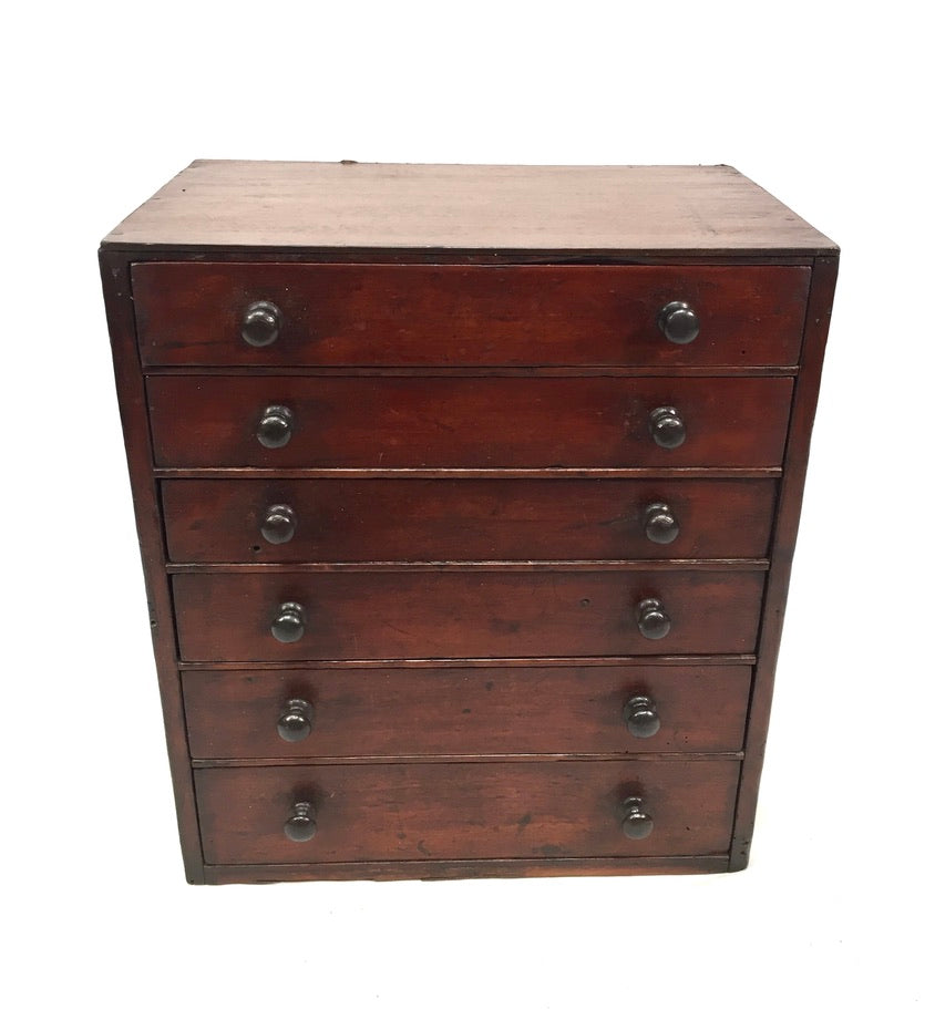 Antique Tabletop Wooden Chest of Collectors Drawers / Storage Box / Cabinet