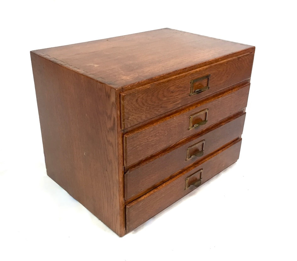Antique Tabletop Wooden Chest of Drawers / Filing Storage Box Collectors Cabinet