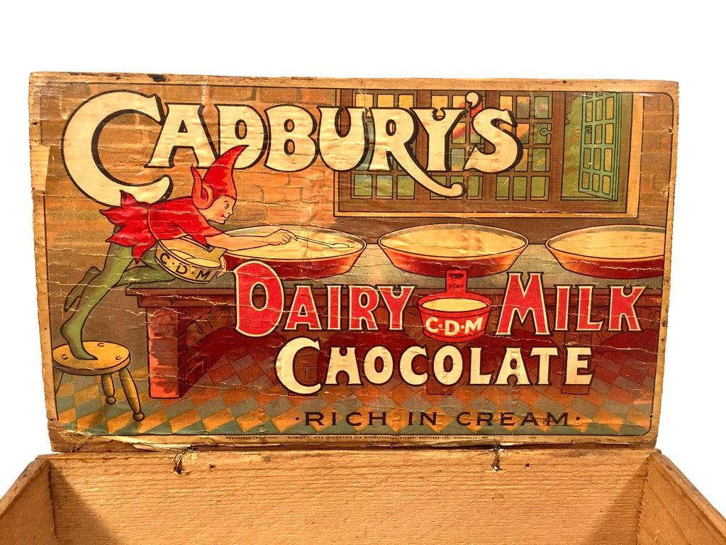 Antique Advertising - Cadbury's Dairy Milk Chocolate Wooden Shop Display Box