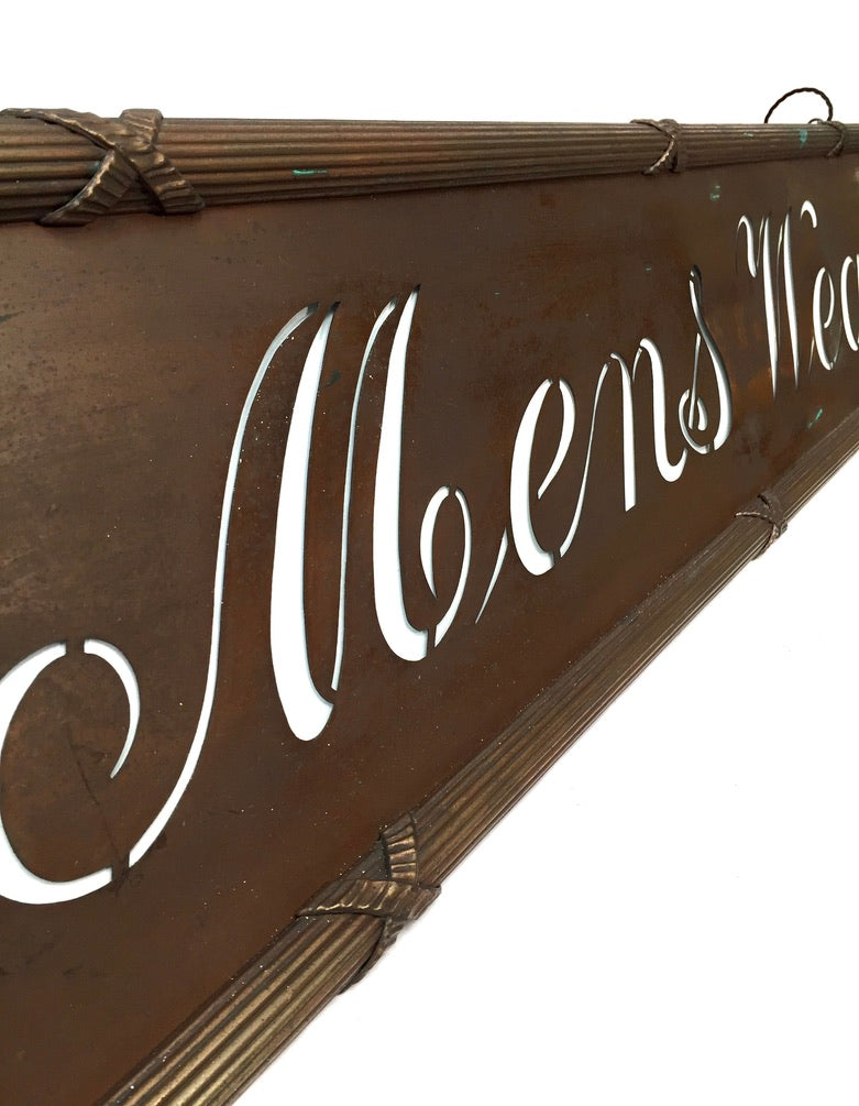 Antique Advertising - Art Deco Copper Lightbox Mens Wear Haberdashery Shop Sign