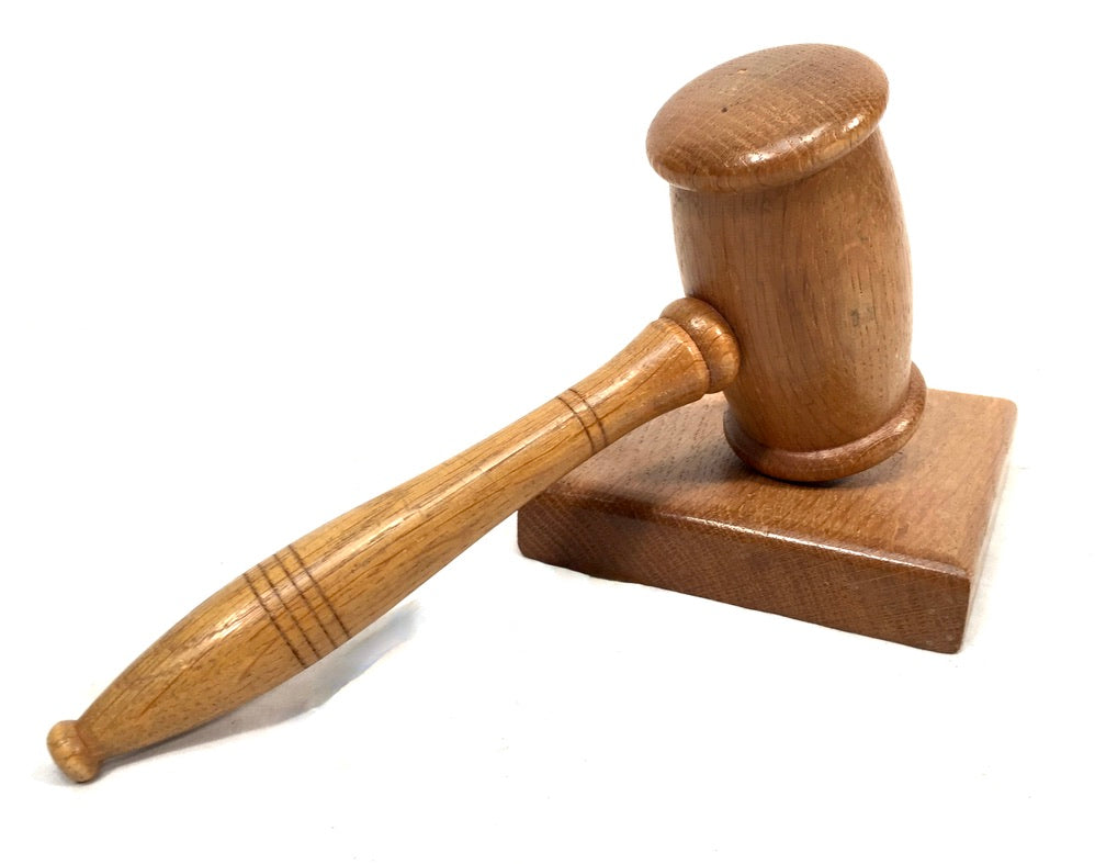 Vintage Solid Wooden Auctioneers Gavel / Judge's Gavel And Block Set / Antique8