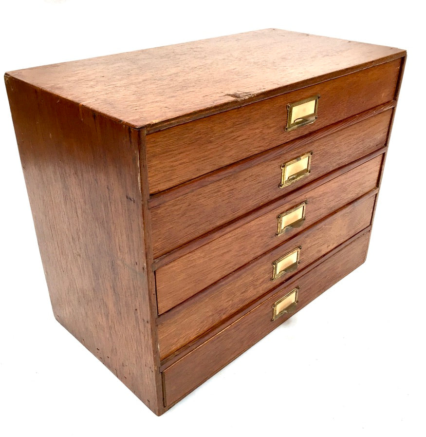 Antique Desktop Wooden Chest of Drawers / Filing Storage Box Cabinet c.1950