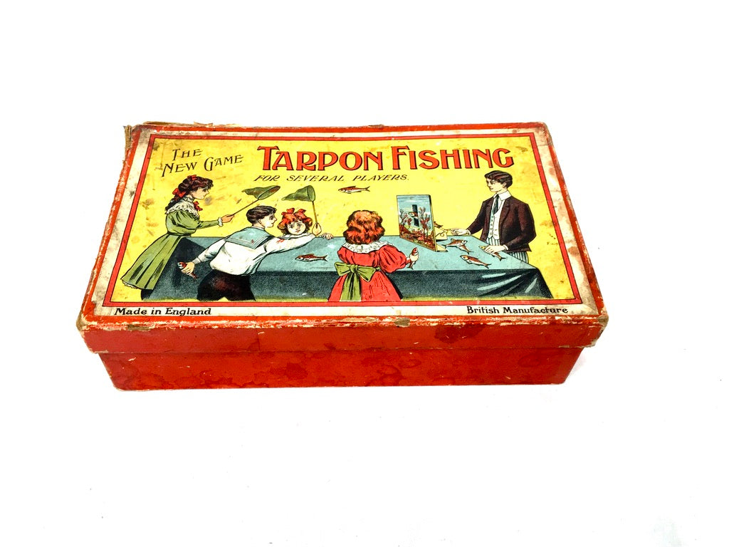 Antique Tabletop Victorian Tarpon Fishing Parlour Game in Original Box / c.1895