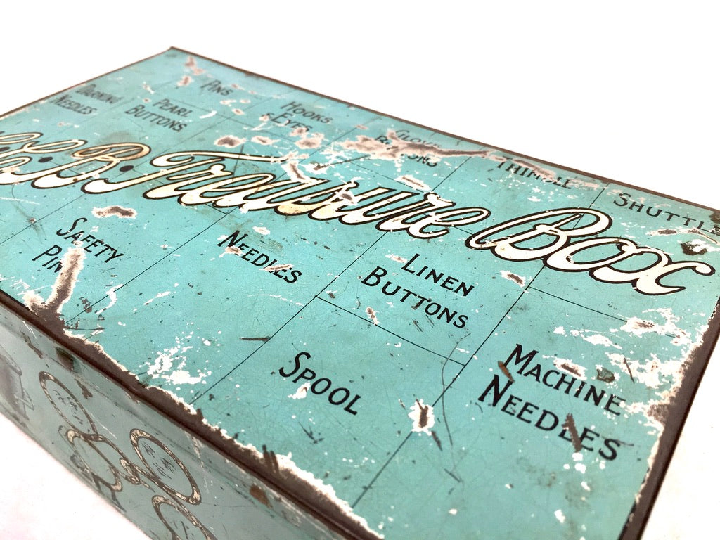 Antique Advertising - C.C.B. Treasure Box Sewing Tin by Huntley Boorne & Stevens