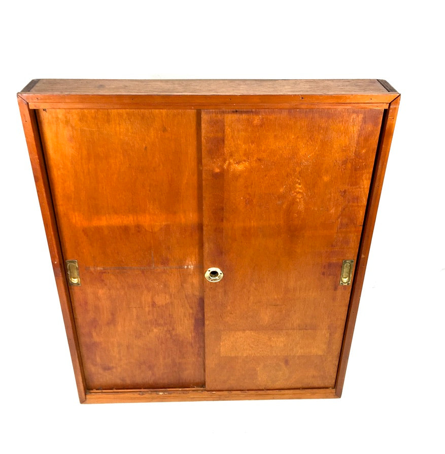 Antique 1930s Large Wall Hanging Wooden Hotel Key Storage Cabinet / Cupboard