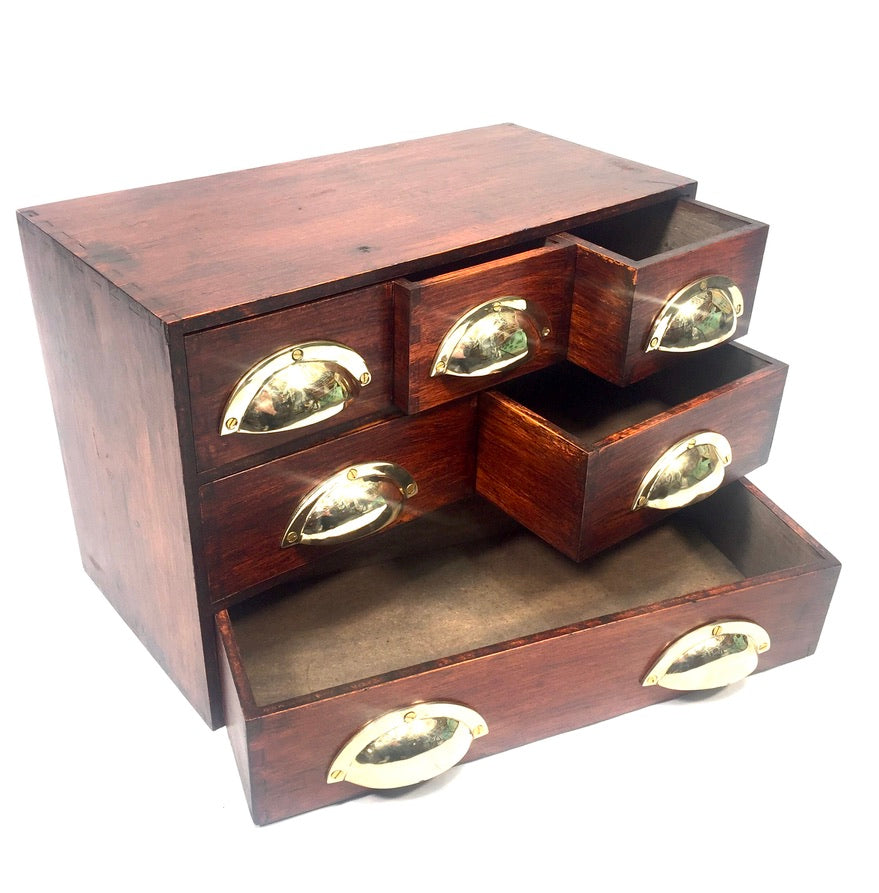 Vintage Wooden Tabletop Storage Drawers / Desktop Filing Cabinet Box c.1950