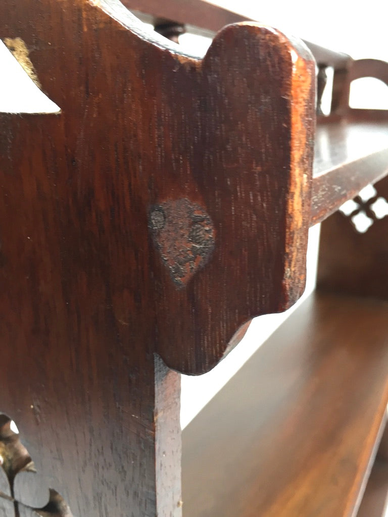 Antique Wooden Hand Carved Art Nouveau Wall Hanging Display Shelf c1900