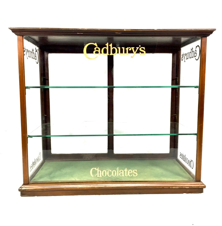Antique Edwardian Cadbury’s Glass Chocolate Shop Counter Sweet Display Cabinet