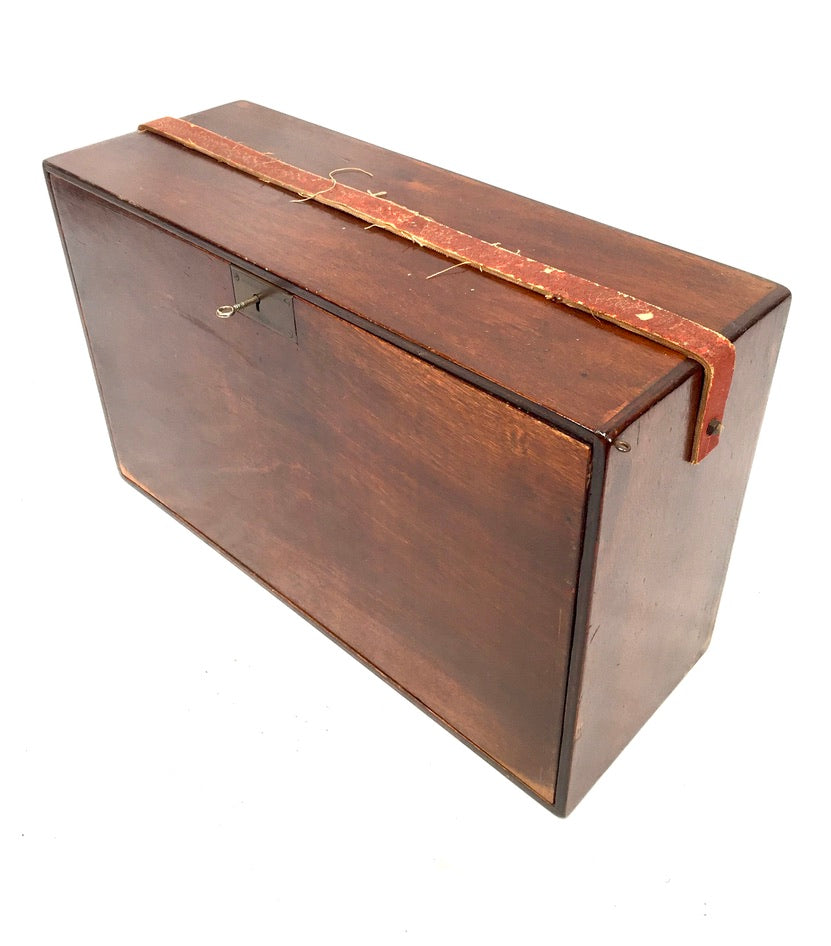 Antique Wooden Mid Century Engineers Toolbox / Collectors Cabinet / Storage Box