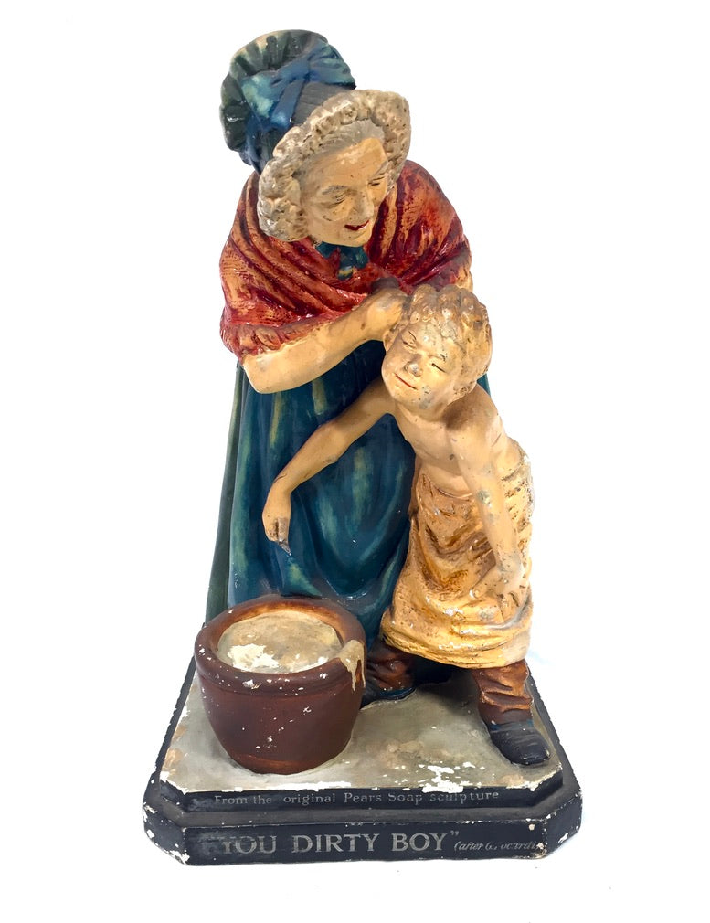 Antique Advertising - Victorian Pears Soap "You Dirty Boy" Shop Display Statue