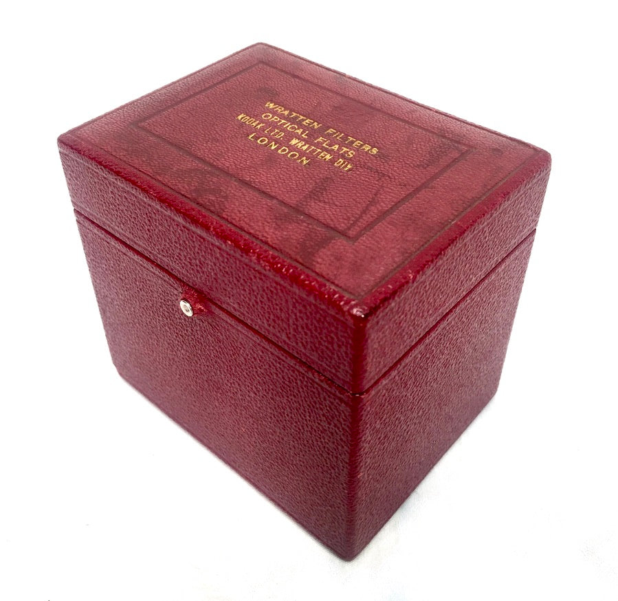 Antique Kodak Wratten Filterrs Optical Flats in Red Leather Bound Storage Box