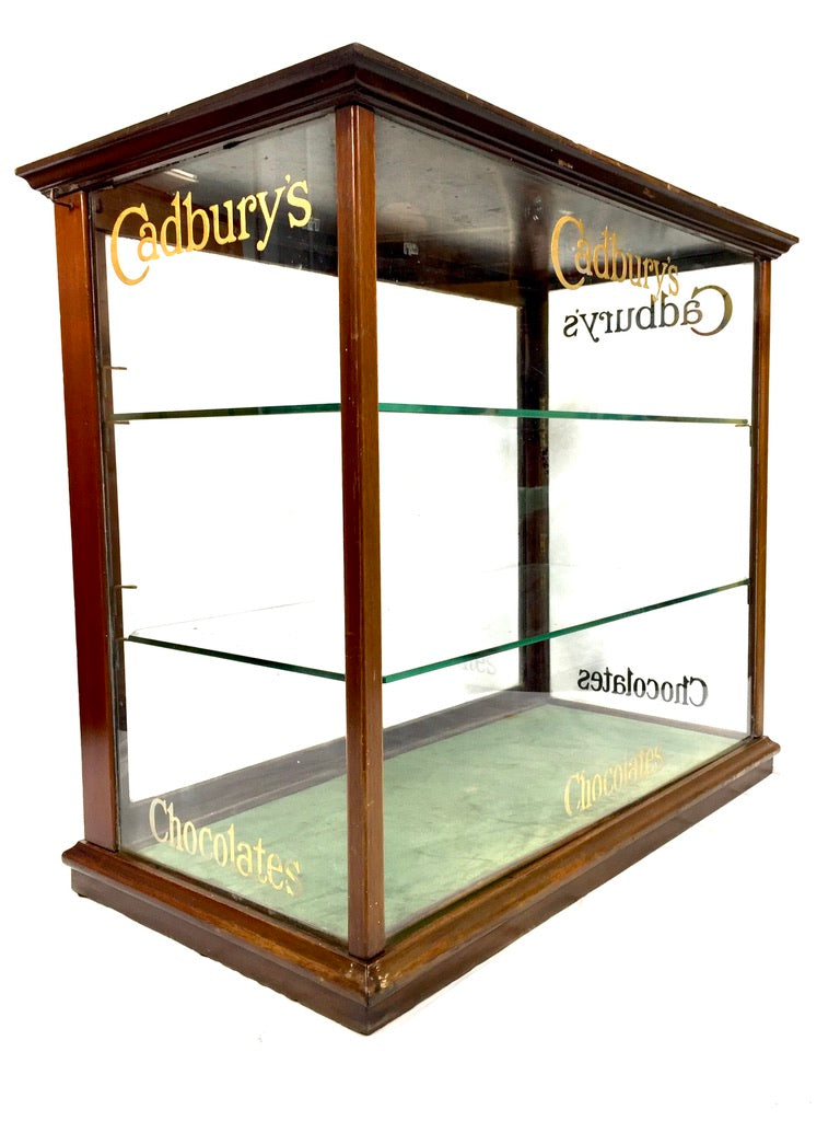 Antique Edwardian Cadbury’s Glass Chocolate Shop Counter Sweet Display Cabinet