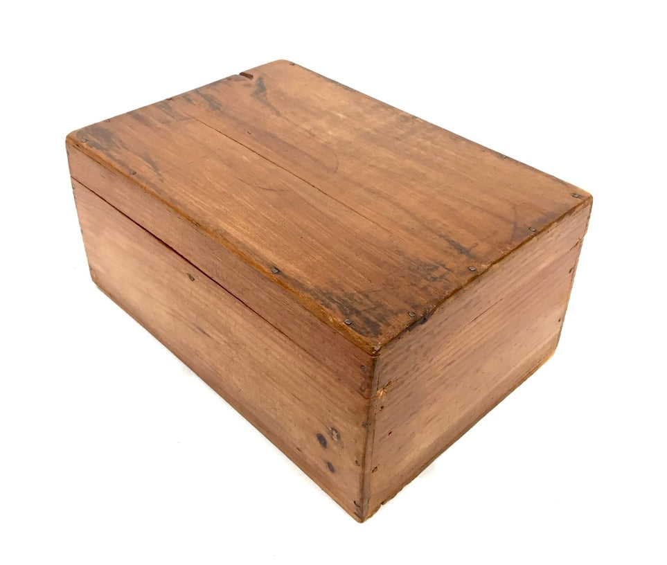 Antique Wood Storage Box with Haberdashery Sewing Collectable Items 20th Century