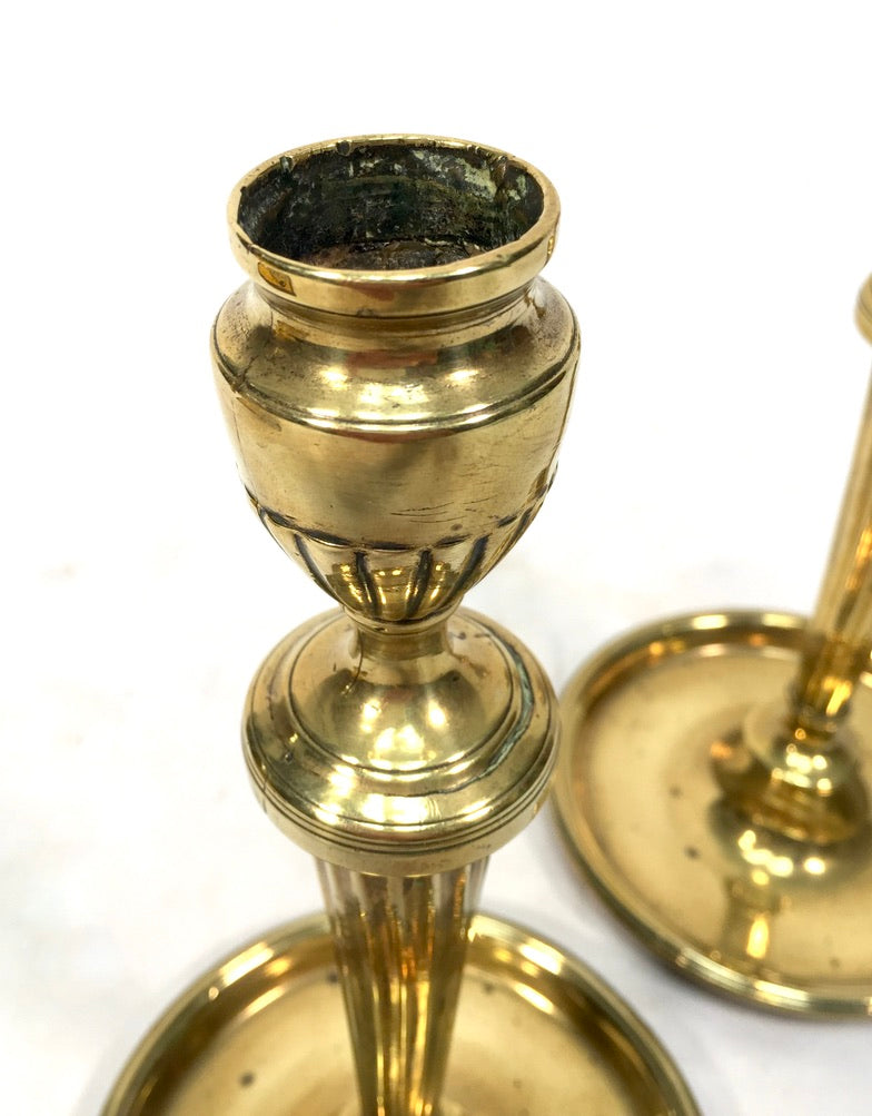 Antique Pair Of Brass Candle Stick Holders Art Nouveau 20th Century c.1910