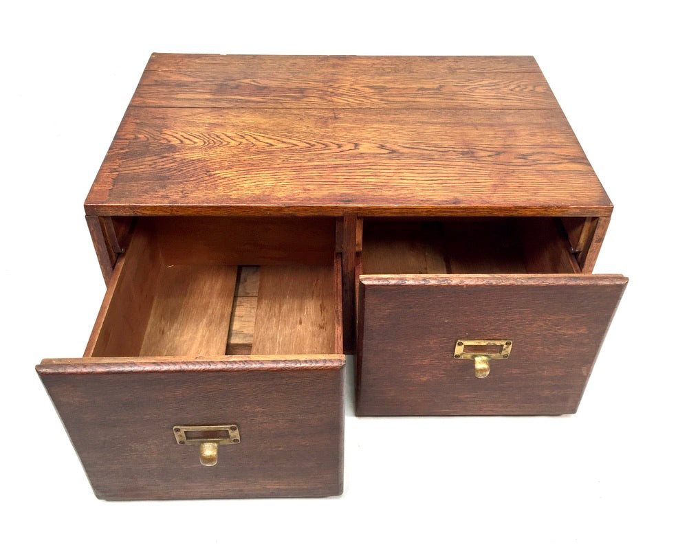 Antique 20th Century Tabletop Wooden Index Card Drawers / Storage Box c.1930