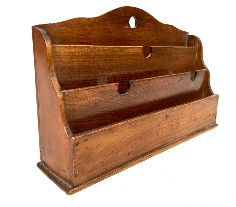 Antique 1930s Wooden Oak Desktop Letter Rack / Stationery / Paper Holder&nbsp;