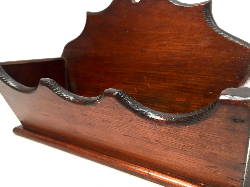 Antique Wooden Stained Pine Wall Hanging Candle Box Church Salvaged c.1900
