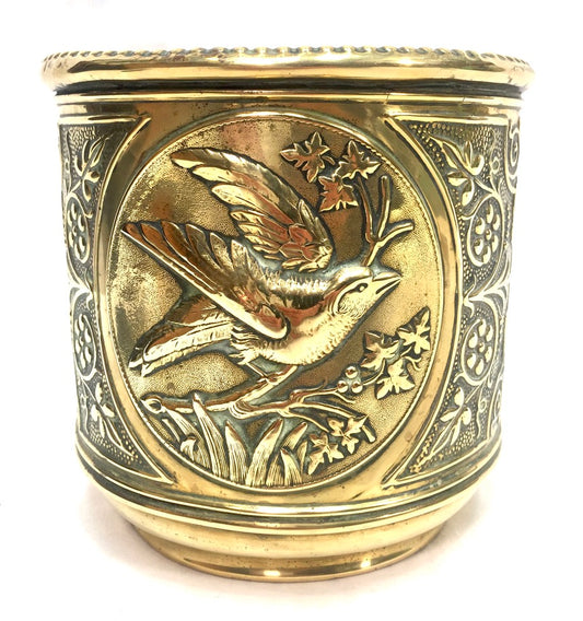 Antique Metal Brass Planter / Indoor Plant Pot / Art Nouveau Cache Pot c.1900