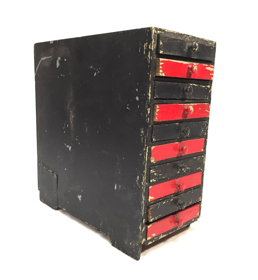 Vintage Tabletop Wooden Chest of Collectors Drawers / Storage Box / Cabinet