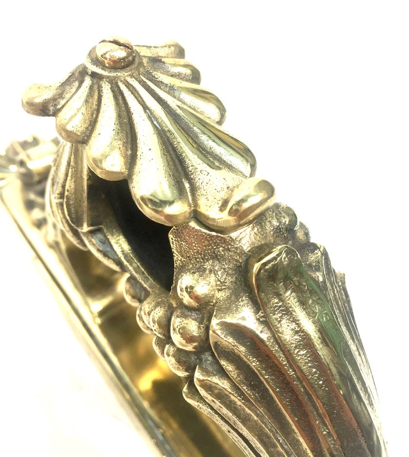 Antique Pair of French Rocco Style Brass Curtain Pole Holders or Door Handles
