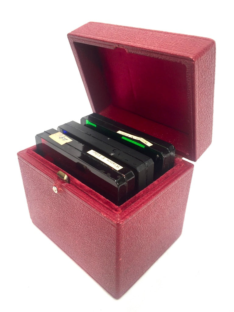 Antique Kodak Wratten Filterrs Optical Flats in Red Leather Bound Storage Box