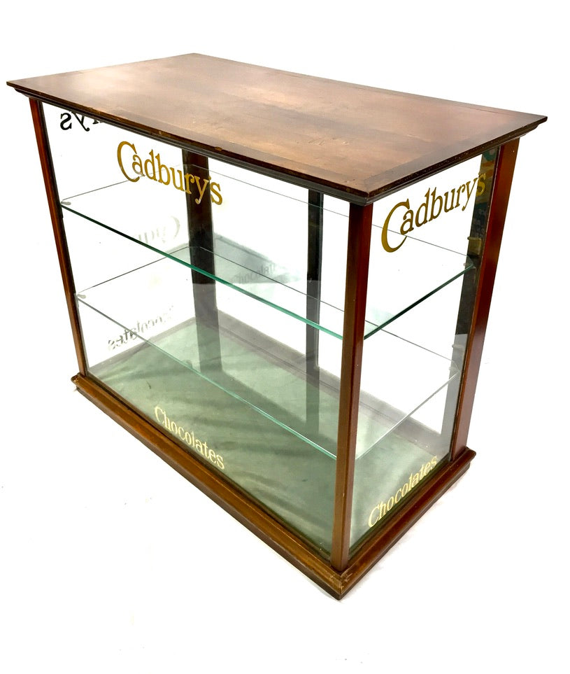 Antique Edwardian Cadbury’s Glass Chocolate Shop Counter Sweet Display Cabinet