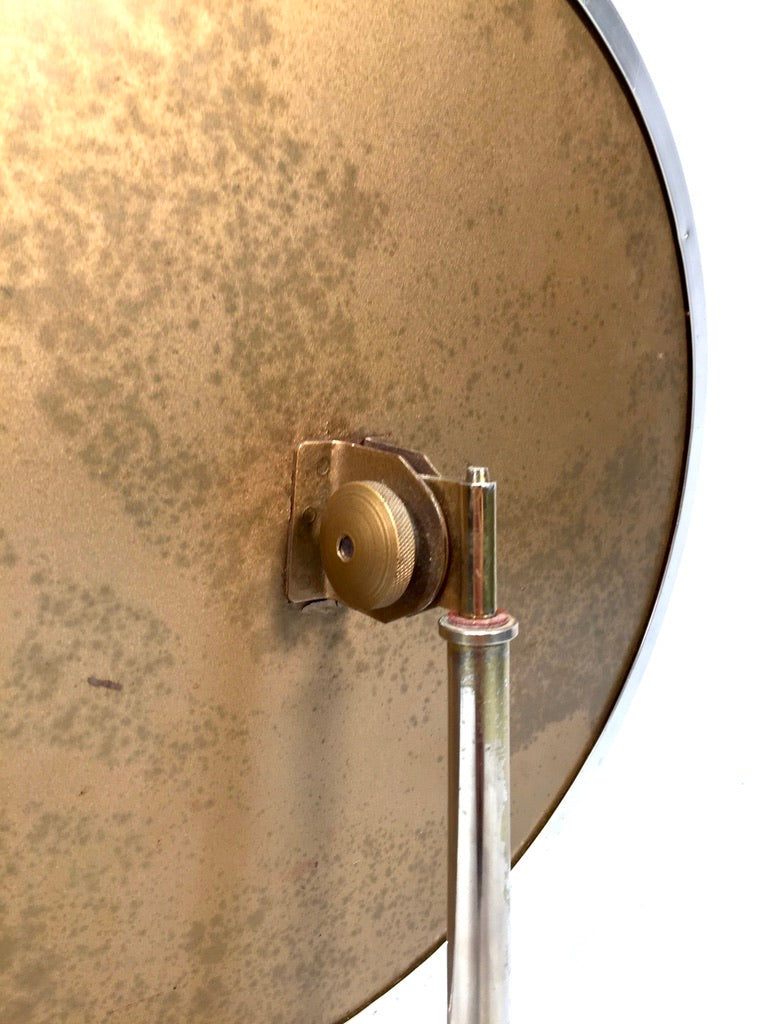 Antique Mid 20th Century Tabletop Vanity Mirror on Brass Stand / Retro / Vintage