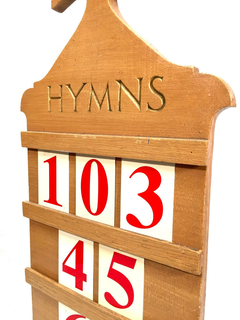 Vintage Large Wooden Church Used Hymn Board & Numbers Mid 20th Century c1950