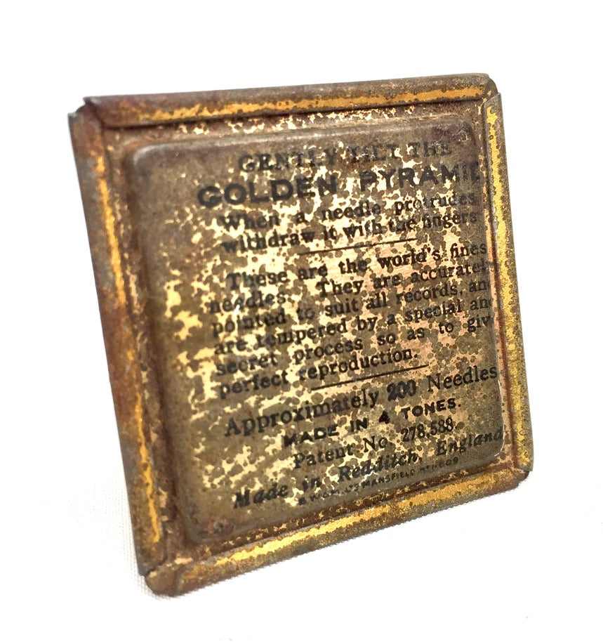 Antique Advertising - Golden Pyramid 200 Extra Loud Gramophone Needle Tin c.1920