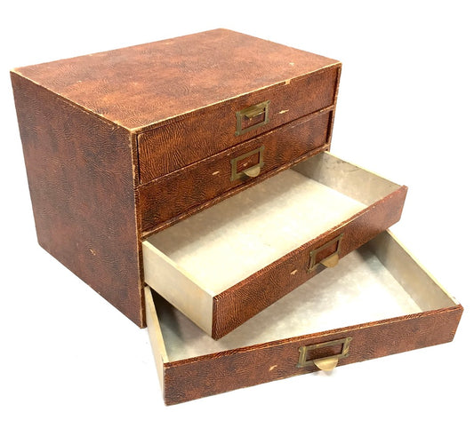 Vintage Tabletop Desk Stationery Paper Filing Cabinet Chest of Drawers Box c1950