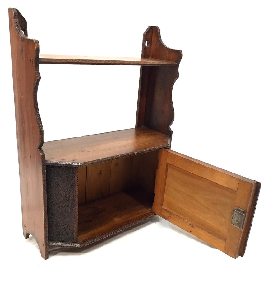 Antique Wooden Poker Work Wall Hanging / Tabletop Shelf / Cabinet / Box
