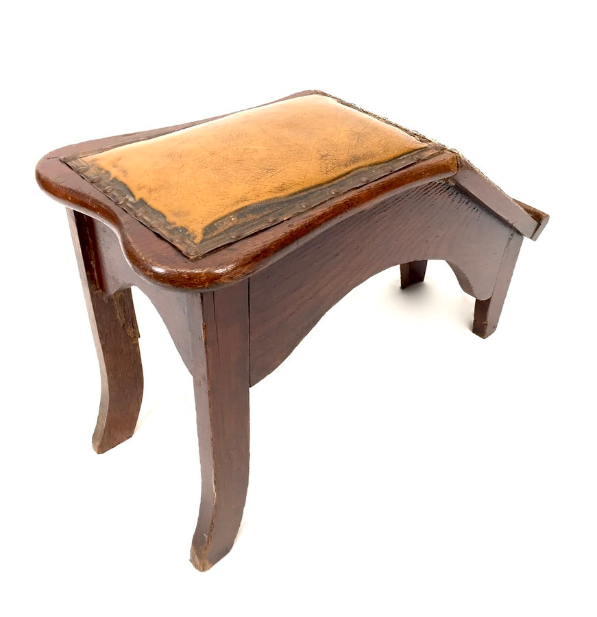Antique Early 20th Century Wooden Shoe Shop Fitting Stool / Shine Seat c.1920
