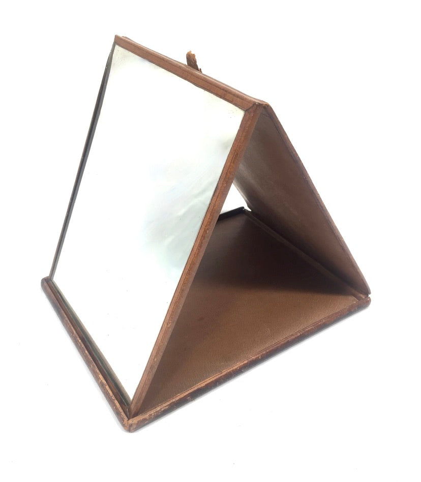 Antique 19th Century Folding Gentlemen' Campaign Mirror / Portable / Travel