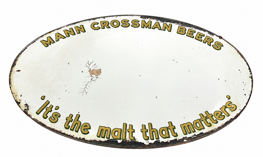 Antique Advertising Mann Crossman Beers Brewery Pub Large Oval Mirror / Sign