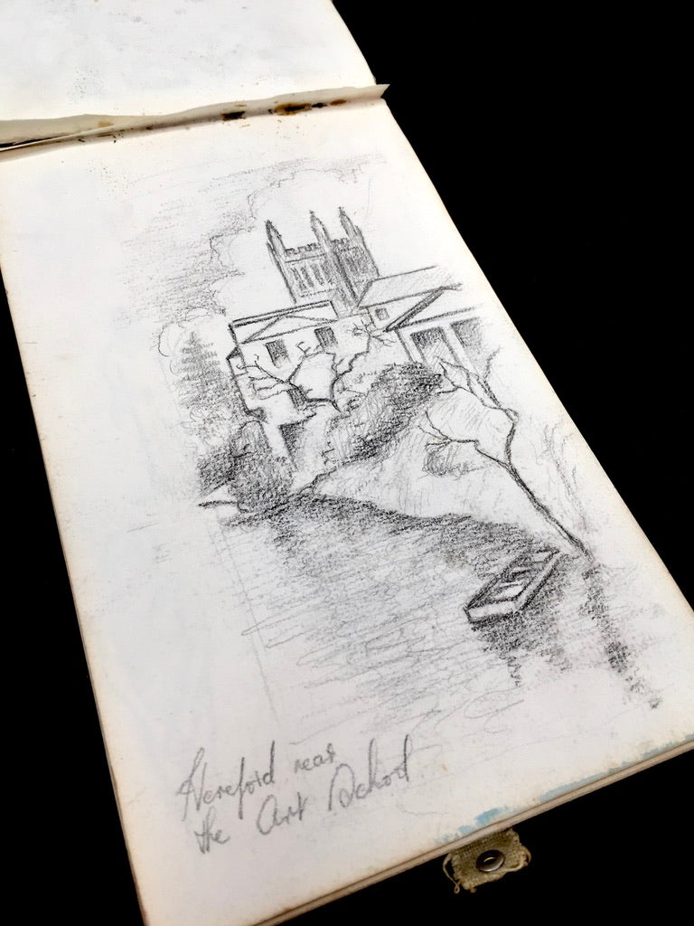 Antique 1920s Personal Artist Sketch Book Art Album Diary Drawings Watercolours