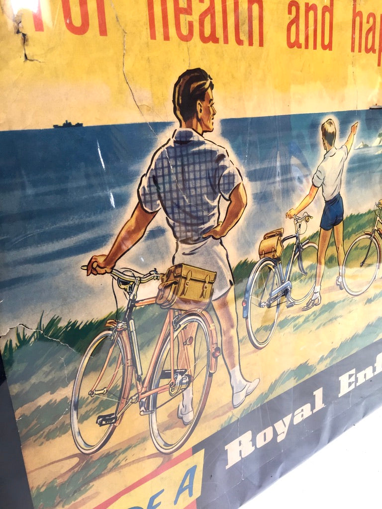Antique Advertising - Early 20th Century Royal Enfield Bicycle Poster Sign c1930