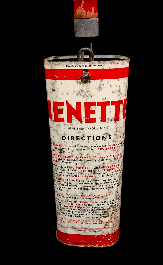 Antique Advertising - Nenette Metal Tin & O-Cedar Car Polishing Duster c.1950