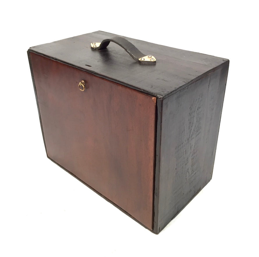 Antique Wooden Engineers Toolbox / Tool Box / Collectors Cabinet Storage Box