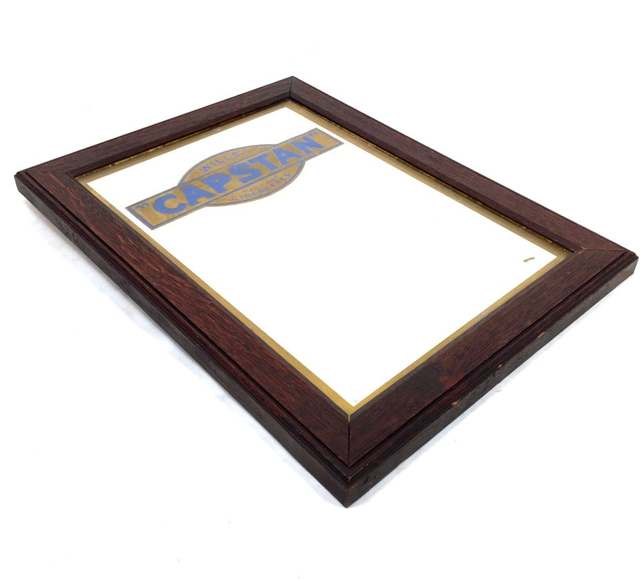 Antique Advertising - Wills's Capstan Navy Cut Cigarettes Oak Framed Mirror Sign