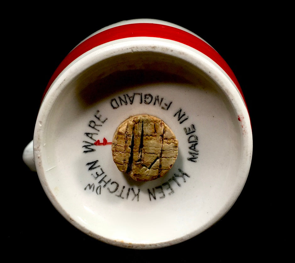 Antique Kitchenalia - Red & White Kleen Kitchen Ware Ceramic Flour Shaker c.1950
