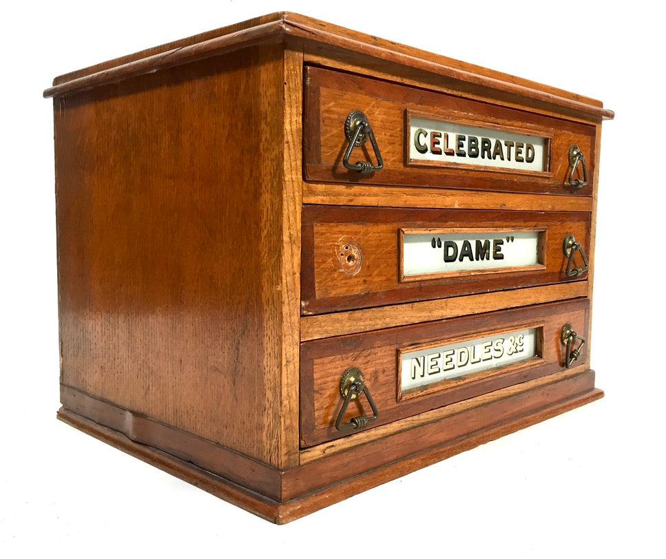 Antique Haberdashery Tabletop Shop Display Needle Box / Display Cabinet Drawers