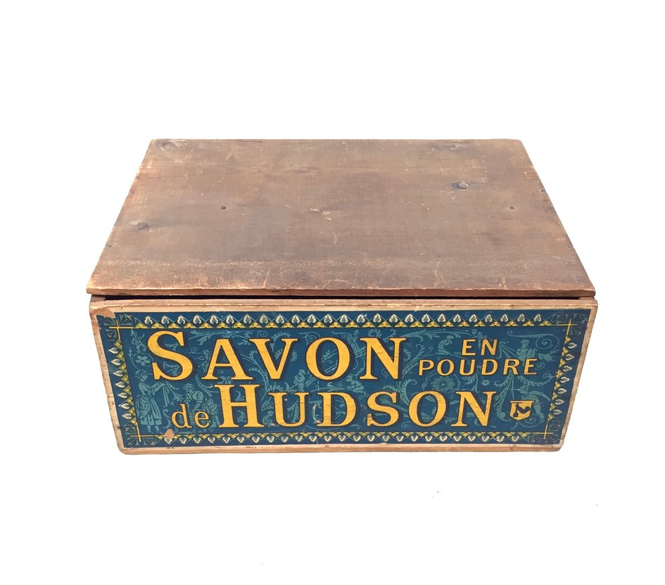 Antique Advertising - Hudson Soap Wooden Pine Shop Counter Display Box Crate