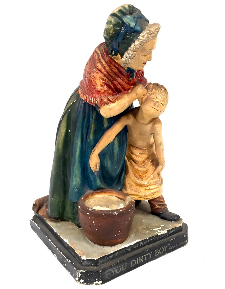 Antique Advertising - Victorian Pears Soap "You Dirty Boy" Shop Display Statue