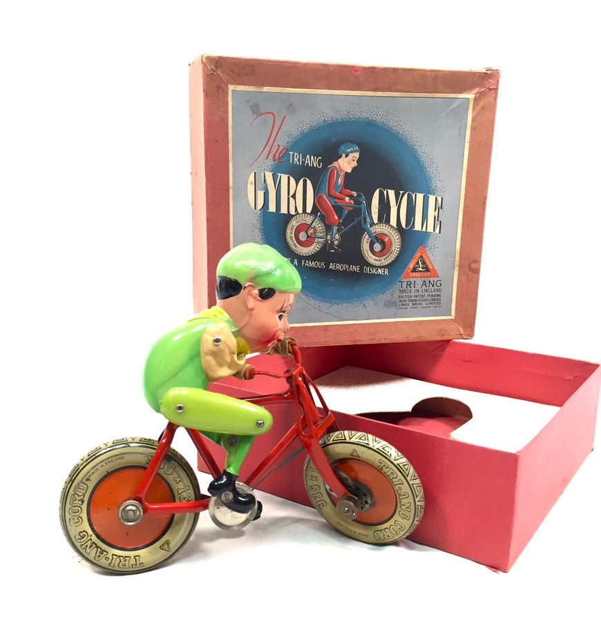 Antique Toys & Games Tri-ang Line Bros Tinplate Gyro Cycle in Original Box c1930